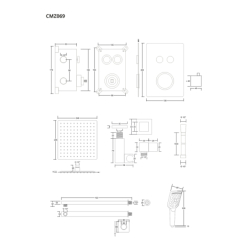 Zestaw prysznicowy podtynkowy BOX termostat przyciskowy deszczownica 25cm chrom CORSAN CMZ069CH