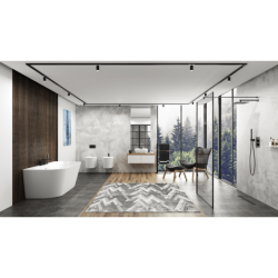 Wanna przyścienna wolnostojąca MONO 150 x75 cm z szeroką krawędzią korek klik-klak chrom CORSAN E030MCH