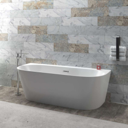 Wanna przyścienna wolnostojąca MONO 150 x75 cm z szeroką krawędzią korek klik-klak chrom CORSAN E030MCH