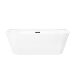 Wanna przyścienna wolnostojąca MONO 150 x75 cm z szeroką krawędzią korek klik-klak czarny CORSAN E030MBL