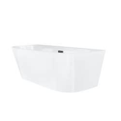 Wanna przyścienna wolnostojąca MONO 150 x75 cm z szeroką krawędzią korek klik-klak czarny CORSAN E030MBL