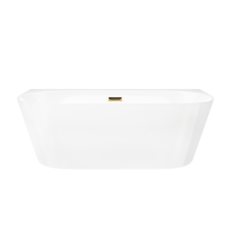 Wanna przyścienna wolnostojąca MONO 150 x75 cm z szeroką krawędzią korek klik-klak złoty CORSAN E030MGL