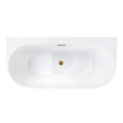 Wanna przyścienna wolnostojąca MONO 150 x75 cm z szeroką krawędzią korek klik-klak złoty CORSAN E030MGL