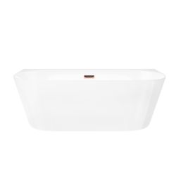 Wanna przyścienna wolnostojąca MONO 150 x75 cm z szeroką krawędzią korek klik-klak miedziany / różowe złoto CORSAN E030MRG