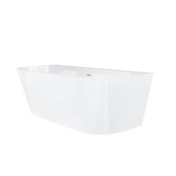 Wanna przyścienna wolnostojąca MONO 150 x75 cm z szeroką krawędzią korek klik-klak biały CORSAN E030MWH