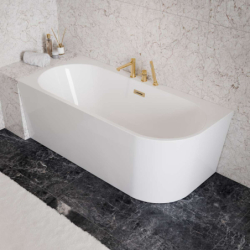 Bateria wannowa 3 otworowa LUGO złota z wylewką i słuchawką prysznicową CORSAN CMB7542GL