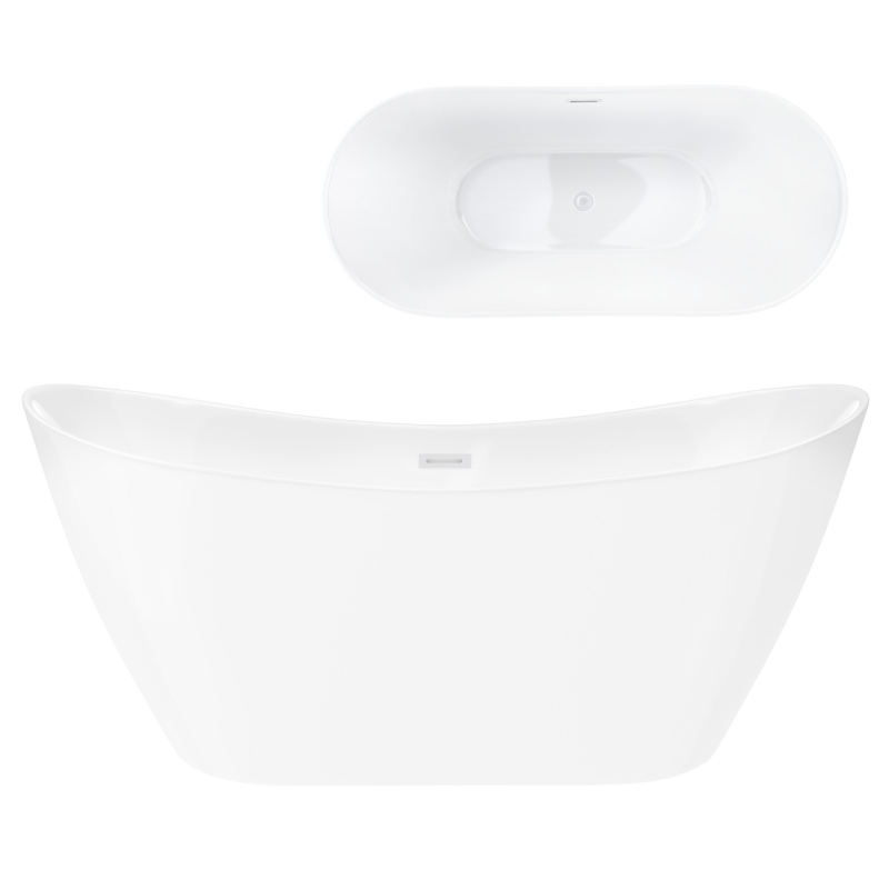 Wanna wolnostojąca NAUTI 160 x75 cm korek klik-klak biały CORSAN E043LWH