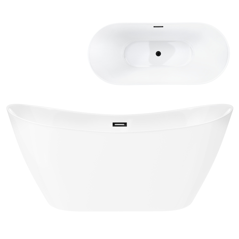 Wanna wolnostojąca NAUTI 160 x75 cm korek klik-klak czarny CORSAN E043LBL