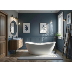 Wanna wolnostojąca NAUTI 160 x75 cm korek klik-klak czarny CORSAN E043LBL