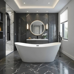 Wanna wolnostojąca NAUTI 160 x75 cm korek klik-klak czarny CORSAN E043LBL