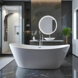 Wanna wolnostojąca NAUTI 160 x75 cm korek klik-klak chrom CORSAN E043LCH