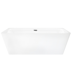 Wanna przyścienna wolnostojąca ISEO 150 x75 cm z szeroką krawędzią korek klik-klak chrom CORSAN E019MCH