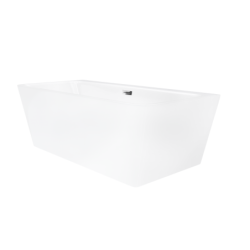 Wanna przyścienna wolnostojąca ISEO 150 x75 cm z szeroką krawędzią korek klik-klak chrom CORSAN E019MCH