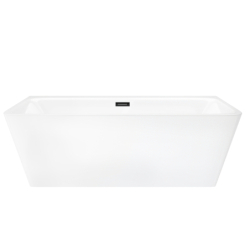 Wanna przyścienna wolnostojąca ISEO 150 x75 cm z szeroką krawędzią korek klik-klak czarny CORSAN E019MBL