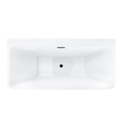 Wanna przyścienna wolnostojąca ISEO 150 x75 cm z szeroką krawędzią korek klik-klak czarny CORSAN E019MBL