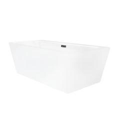 Wanna przyścienna wolnostojąca ISEO 150 x75 cm z szeroką krawędzią korek klik-klak czarny CORSAN E019MBL