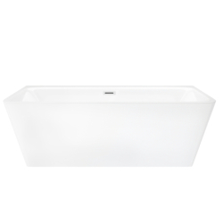 Wanna przyścienna wolnostojąca ISEO 150 x75 cm z szeroką krawędzią korek klik-klak biały CORSAN E019MWH