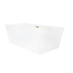 Wanna przyścienna wolnostojąca ISEO 150 x75 cm z szeroką krawędzią korek klik-klak złoty CORSAN E019MGL