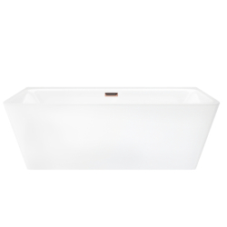 Wanna przyścienna wolnostojąca ISEO 150 x75 cm z szeroką krawędzią korek klik-klak miedziany / różowe złoto CORSAN E019MRG