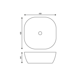 Umywalka nablatowa MONO kwadratowa 420x420x145 mm CORSAN UC9995