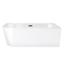 Wanna wolnostojąca narożna INTERO 160 x74 z szeroką krawędzią montaż prawostronny korek klik-klak czarny CORSAN E240LPBL