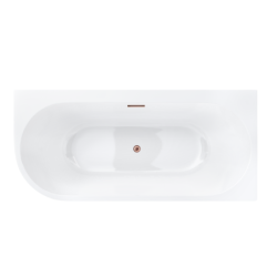 Wanna wolnostojąca narożna INTERO 160 x74 z szeroką krawędzią montaż prawy klik-klak miedziany / różowe złoto CORSAN E240LPRG