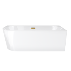 Wanna wolnostojąca narożna INTERO 160 x74 z szeroką krawędzią montaż prawostronny korek klik-klak złoty CORSAN E240LPGL