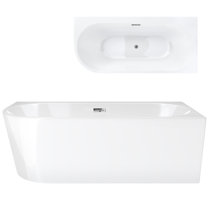 Wanna wolnostojąca narożna INTERO 170 x80 z szeroką krawędzią montaż prawostronny korek klik-klak chrom CORSAN E240XLPCH