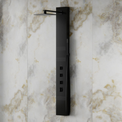 Panel prysznicowy NEO mieszacz czarna stal deszczownica LED CORSAN S060MBLLED