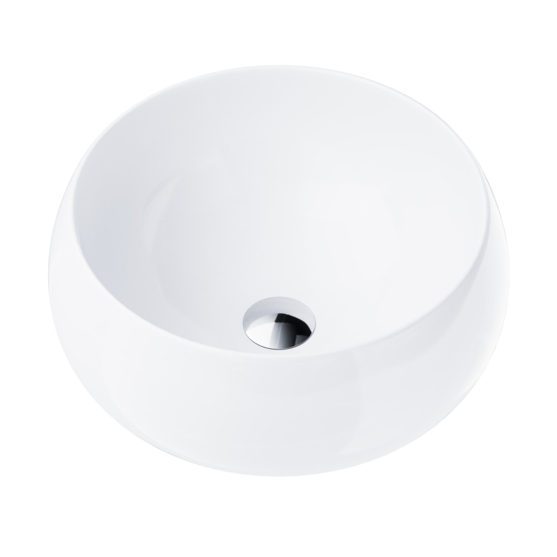 Umywalka nablatowa LUGO okrągła 400x400x160 mm z korkiem klik-klak chrom CORSAN UC9926CH