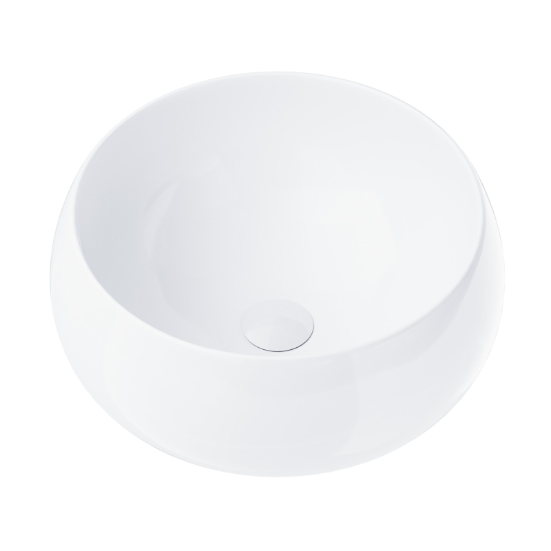 Umywalka nablatowa LUGO okrągła 400x400x160 mm z korkiem klik-klak białym CORSAN UC9926WH