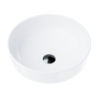 Umywalka nablatowa LUGO okrągła 415x415x135 mm z korkiem klik-klak czarnym CORSAN UC9988BL