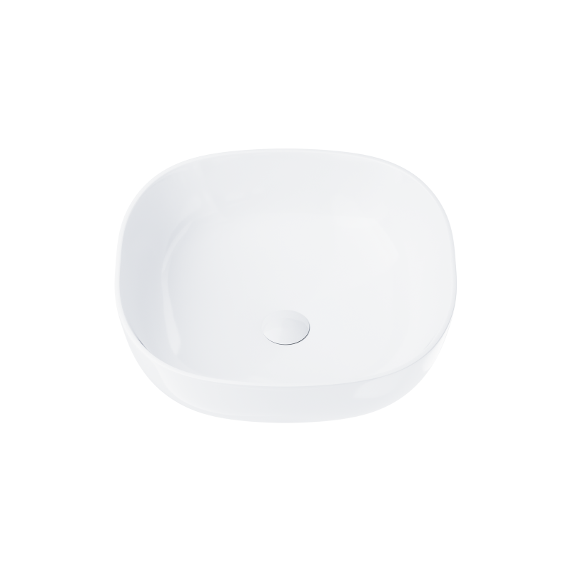 Umywalka nablatowa MONO kwadratowa 420x420x145 mm z korkiem klik-klak białym CORSAN UC9995WH