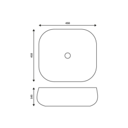 Umywalka nablatowa MONO prostokątna 450x410x145 mm z korkiem klik-klak białym CORSAN UC9933WH
