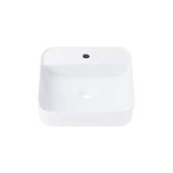 Umywalka nablatowa ANGO kwadratowa 39x39x14 cm z otworem na baterię i korkiem klik-klak chrom CORSAN UC9902CH