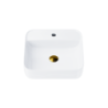 Umywalka nablatowa ANGO kwadratowa 39,5x39,5x14,5 cm z otworem na baterię i korkiem klik-klak złotym CORSAN UC9902GL