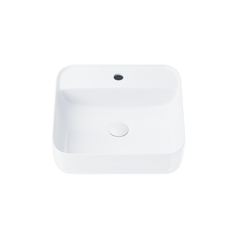 Umywalka nablatowa ANGO kwadratowa 395x395x145 mm z otworem na baterię i korkiem klik-klak białym CORSAN UC9902WH