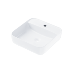 Umywalka nablatowa ANGO kwadratowa 395x395x145 mm z otworem na baterię i korkiem klik-klak białym CORSAN UC9902WH