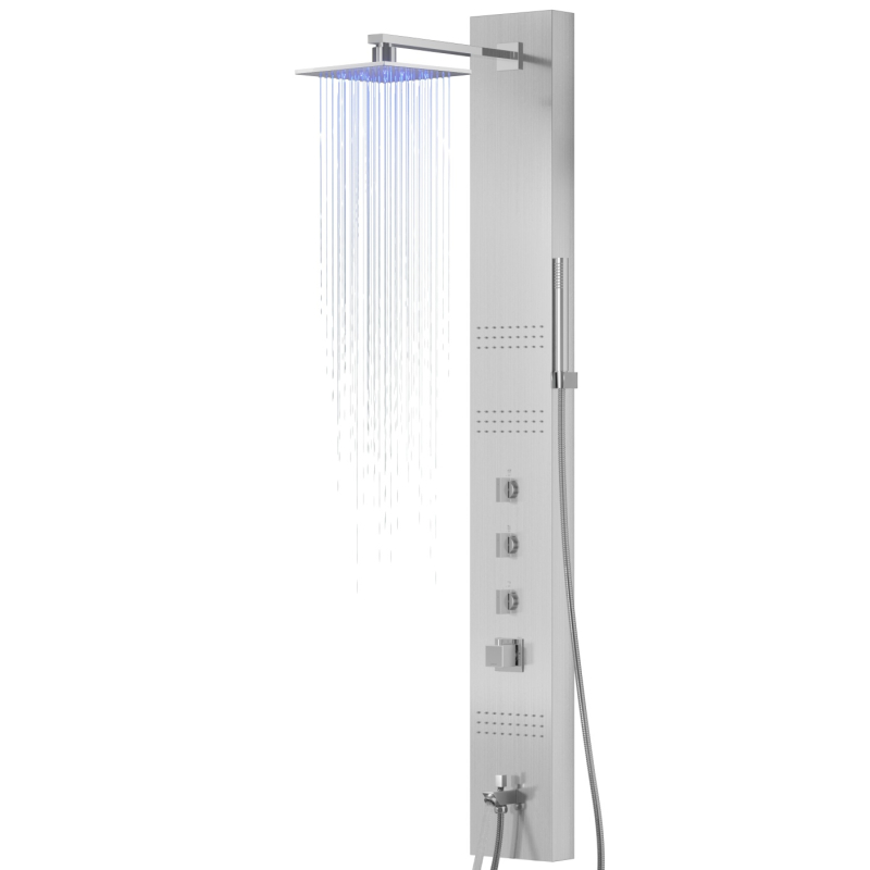 Panel prysznicowy neo S060 termostat stal deszczownica LED wylewka CORSAN S060TSLLEDW