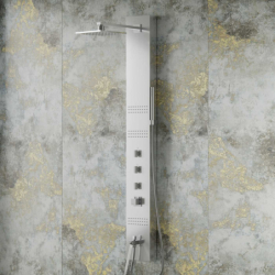 Panel prysznicowy neo S060 termostat stal deszczownica LED wylewka CORSAN S060TSLLEDW