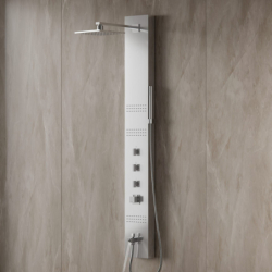 Panel prysznicowy NEO mieszacz stal deszczownica LED wylewka CORSAN S060MSLLEDW