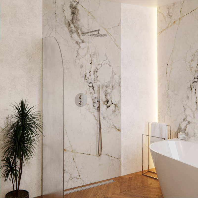 Zestaw prysznicowy podtynkowy LUGO deszczownica 25 cm termostat słuchawka prysznicowa chrom CORSAN Z03TCH