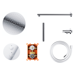 Zestaw prysznicowy podtynkowy LUGO deszczownica 25 cm termostat słuchawka prysznicowa chrom CORSAN Z03TCH