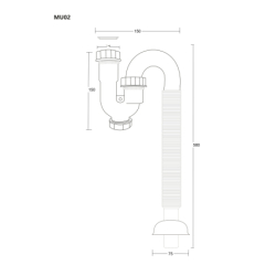Syfon harmonijkowy elastyczny do umywalki CORSAN MU02