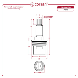 Głowica, głowiczka funkcji ON/OFF 68mm CORSAN P882