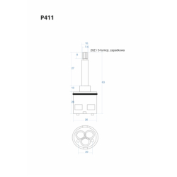 Głowica, głowiczka 3-funkcji zapadkowa 63mm CORSAN P411