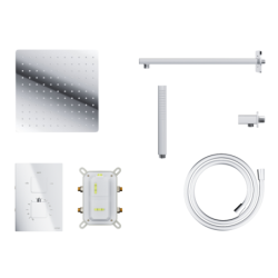 Zestaw prysznicowy ango chrom z deszczownicą 25 cm, baterią termostatyczną i słuchawką CORSAN ZA25TCH