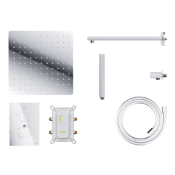 Zestaw prysznicowy ango chrom z deszczownicą 30 cm, baterią termostatyczną i słuchawką CORSAN ZA30TCH