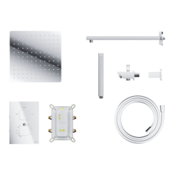 Zestaw prysznicowy ango chrom z deszczownicą 25 cm, baterią termostatyczną, słuchawką i wylewką CORSAN ZA25TCHW