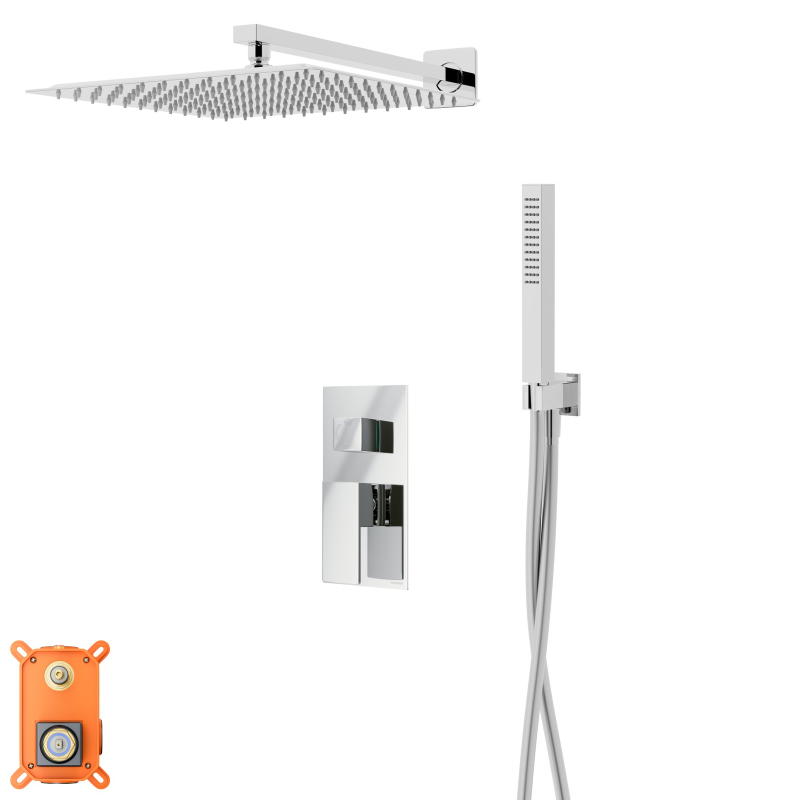 Zestaw prysznicowy ango chrom z deszczownicą 30 cm, baterią i słuchawką CORSAN ZA30MCH